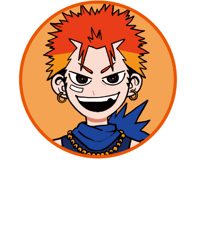 スパークラーキャラクターのイラスト、火花と炎を背景にした元気な表情と個性的なデザイン.